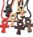 Mecrt Wooden Beads Rosary Necklace 8mm Wood Beaded Necklace Chain Wood Cross Pendant Necklace for Men Christian Cross Je