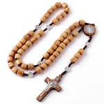 Catholic Rosary Crucifix Cross Pendant Religious Necklace Unisex Wooden Jesus Prayer Beads Rosaries Easter Gift Church Souvenirs - Image 4