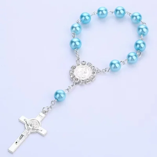 Religion Wedding Pray First Communion Baptism Zinc Alloy Silver Cross Pendant Rosary Charm Bracelet Catholic Unisex