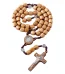 Catholic Rosary Crucifix Cross Pendant Religious Necklace Unisex Wooden Jesus Prayer Beads Rosaries Easter Gift Church S