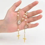 Mecrt Catholic Cross Rosary Bracelet 8mm Beads Rood Colorful Virgin Mary and Jesus Crucifix Ornaments for Wholesale - Image 2
