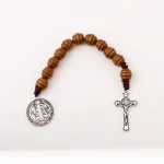 Cross-border Temu Alloy Cross Saint Benedict Medal Prayer Pocket Beaded Bracelets Catholicism Brown Wooden Beads - Image 6