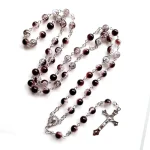Many Kinds of Color Wholesale Holy Religious 8mm Glass Beads Rosaries Catholic Gifts Cross Pendant Necklace