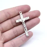 2.3*4.3cm Antique Silver Religious Jerusalem Rosary Necklace Crucifix Cross - Image 4