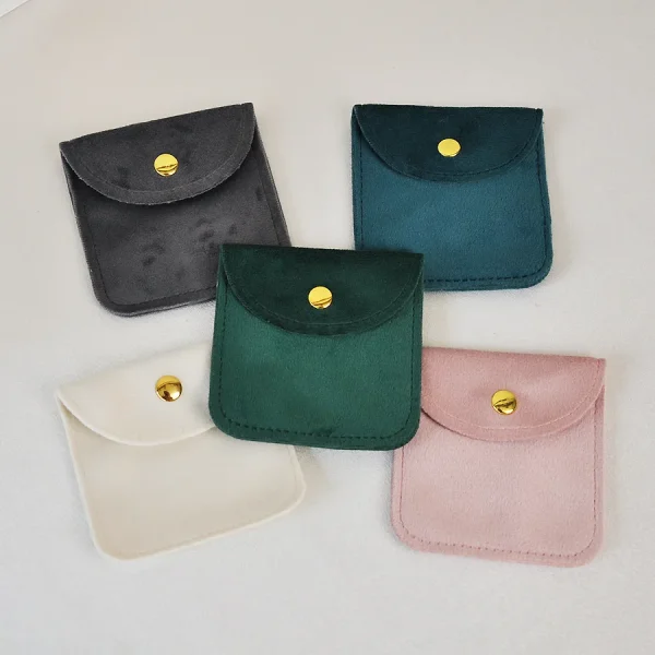 Square Velvet Metal Snap Jewelry Container Small Gift Bag Jewelry Packaging Accessories Storage Catholic Rosary Pouch