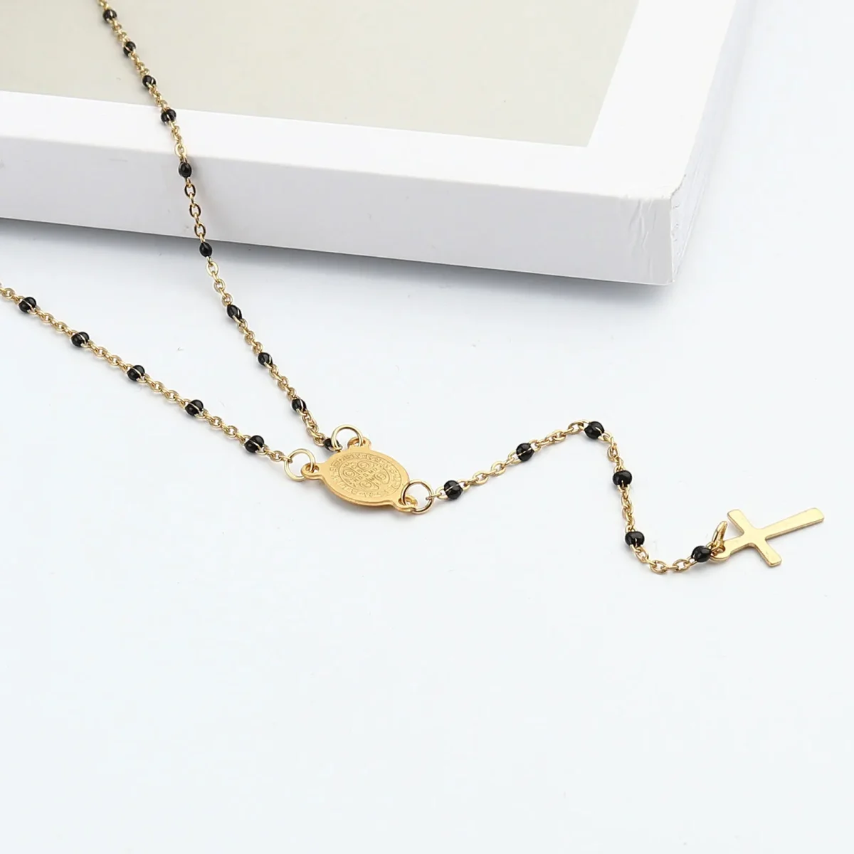 Catholic Rosary 18K Gold Vacuum Plated Stainless Steel Jewelry Christian Religious Totem Cross Necklace Church Gift - Image 2
