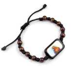 Wood Bead Knitted Rope Bracelet Religious Virgin Mary Holy Father Jesus Ascension Easter Bracelets Catholic Icon Wristband - Image 2