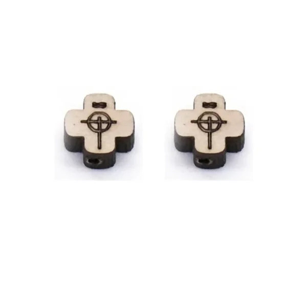 Religious Cross Wood Accessory DIY Wooden Bracelet Accessories with Straight Hole Prayer Beads Main Material Alloy Jewel