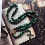 Modern Plastic Beads Imitating Stones Rosary Handcrafted Rosario Zinc Alloy Catholic Rosary Beads Cross Pendant Necklace - Image 3