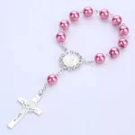 Religion Wedding Pray First Communion Baptism Zinc Alloy Silver Cross Pendant Rosary Charm Bracelet Catholic Unisex - Image 5