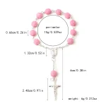 New Pink Rose Flower Rosary Children's Bracelet Cross Pendant Religious Anniversary Jewelry Gift - Image 4