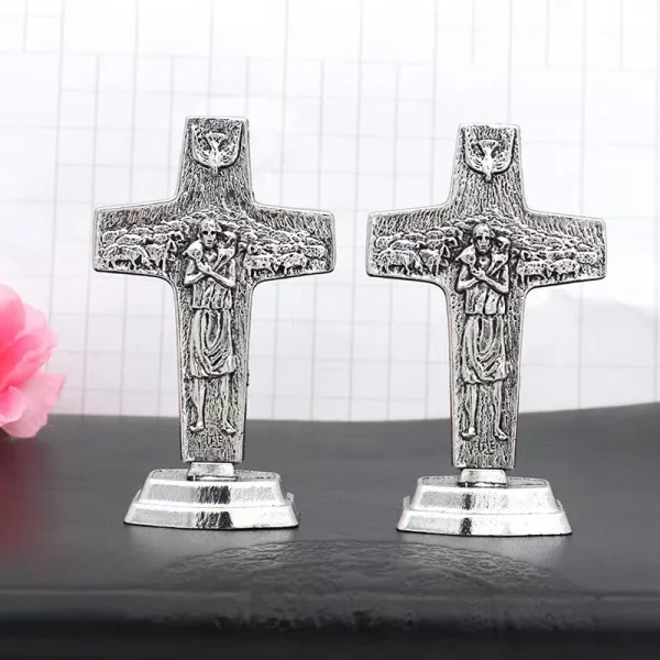 Mecrt Cross of Jesus Catholicism Christianity Vintage Gold/Silver Metal Cross Table Ornaments for Souvenirs Birthday Cra
