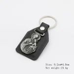 Catholic Religious Keychain Virgin Mary Jesus 3d Keychains Vintage Alloy PU Leather Combination Saint Christopher Christ-Bearer - Image 3