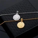 Christian Gold Stainless Steel Catholic Vintage Medal Religious Beaded Cross Design Necklaces Mary Virgin Our Lady Pendant - Image 5