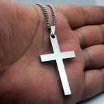 Unisex 304 Stainless Steel Christian Religious Pendant Necklace with Pearl Cross Design Wholesale Jewelry - Image 3