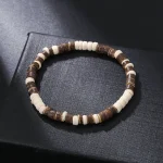 Wooden Bracelet for Men Handmade Beaded Coconut Shell Wood Chip Turquoise Cross Bracelet Hot-selling Religious - Image 6