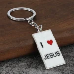 In-Stock Supply Exquisite Metal Keychain Pendant Keychains I love Jesus Ornament Decoration - Image 4