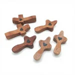 American Style Walnut Wood Handheld Thumb Cross for Easter Church Manufacturer - Image 3