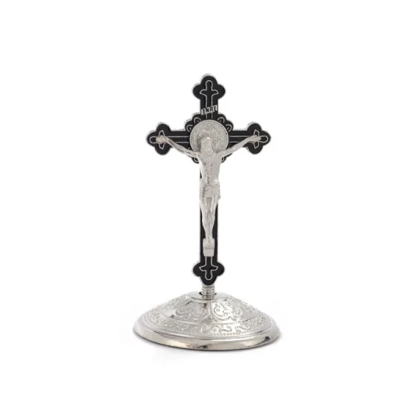 Mecrt Creative Gold-Plated Metal Crucifix Ornaments Catholic Cross Decorative Items for Home Office Christmas Elegant De