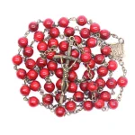 Catholic Rosary Hot Sell Bronze Cross Red Beads prayer beads Necklace Easter Bonus - Image 4