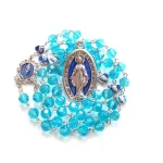 Blue Virgin Mary Rosary Silver 8mm Crystal Beads Protection Necklace Miraculous Centerpiece Catholic Rosaries - Image 4