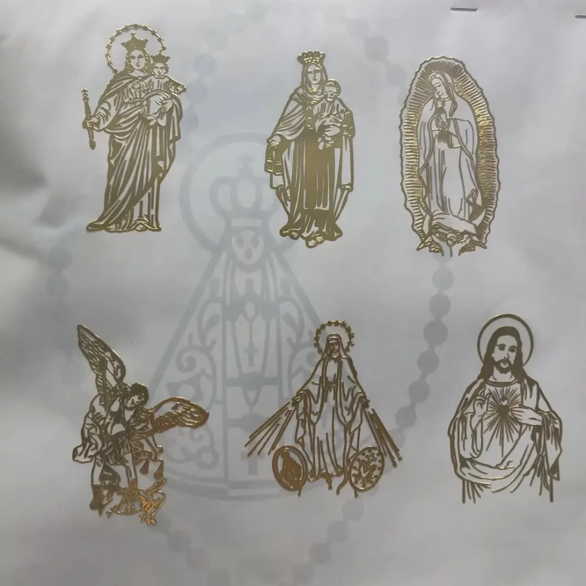 Metal Stickers Crafts Catholic Jesus Pattern Decoration Wallpaper Pure Copper Hollow Paste Mobile Phone Paste Adornment - Image 3