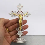 Catholic Crucifix Ornaments Creative Metal Jewelry for Home Office Car for Desktop Display Engraving Cross with Jesus - Image 6