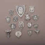 Catholic Jewelry Accessories Pendant DIY Zinc Alloy Bamboo Chain Religious Triangle Rosary Connector Wholesale