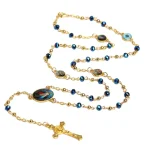 Rosary Prayer Beads Cross Necklace Colored GlassEaster Virgin Mary Christian Prayer Beads Processing and Customization - Image 5