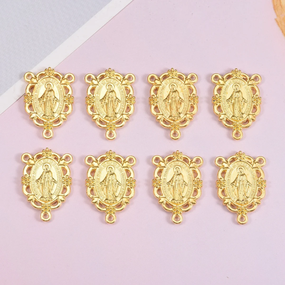 Alloy Virgin Mary Three Hole Connector DIY Necklace Rosary Jewelry Accessories - Image 3