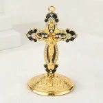 Catholic Jesus Cross Crucifix Creative Metal Cross Crucifix Catholic Jesus Desktop DecorationsOrnaments Home Metal Crafts - Image 3