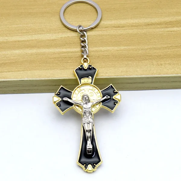 Mecrt Religious Crucifix Cross Pendant Necklace Keychain Jewelry Sets Travel Souvenirs Crafts Gifts Fashion Car Accessor