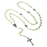Mecrt Catholic Crucifix Luminous Cross Rosary Necklace Holy Soil Jerusalem Curved Needle Box Packaging for Gift Giving Jewelry - Image 5
