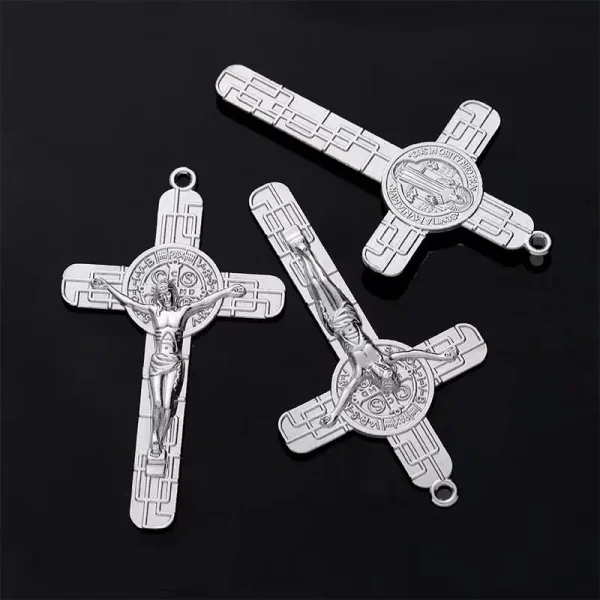 7.8cm*4.5cm Christian Orthodox Wholesale Alloy Metal Catholic Crucifix Cross Pendant With Saint Benedict
