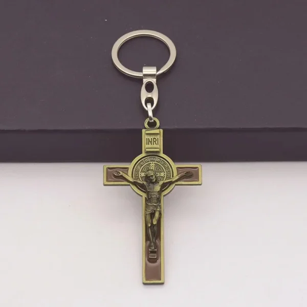Catholic Christian Jesus Key Ring Car Keychains Women Men Gift Charms Handbag Pendant Cross KeyChains