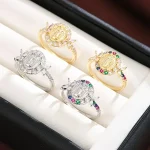 Retro Jewelry Copper Micro-inlaid Ring Niche Design Fashion Ring Jewelry Women's High-end Jewelry