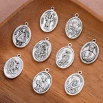 Religious Catholic Priest Round Alloy Pendant Necklace and Bracelet DIY Charms - Image 2