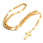 Catholic Prayer Beads Christian Rosary Elliptical Wooden Oval Beads Prayer Crosses Jesus Church Jewelry Easter Gifts Wholesale - Image 4
