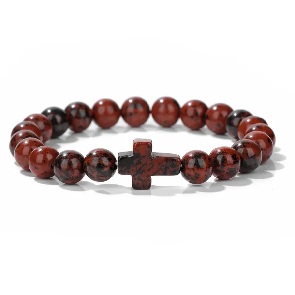 Winter Retro Cross Beads Bracelet Gem Versatile Multi-Color Pearl Beads Religious Style Trendy Gift for Bracelet