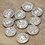 Catholic Saint Benedict Coin Pendant Stainless Steel Round Saint Benedict of Nursia 15mm*15mm Jewelry Accessories Wholesale