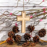Wood Cross Christmas Pendant DIY Jewelry Craft Decoration - Image 2