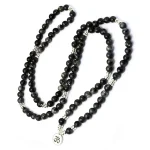 Natural Black Glitter Stone Bracelet 108 Yoga Sanskrit OM Rosary Beads Wholesale Basalt Labradorite Bracelet Luxury Jewelry - Image 4