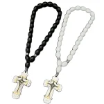 Mecrt Russian Religious Cross Pendant Necklace Gold Plated Rosary Oval Glass Beads Car Fashion Beaded Bracelets