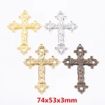 Mecrt Catholic Large Cross Gold Tone Christianity Pendants Jewelry Making Supply DIY Crafts - Image 2