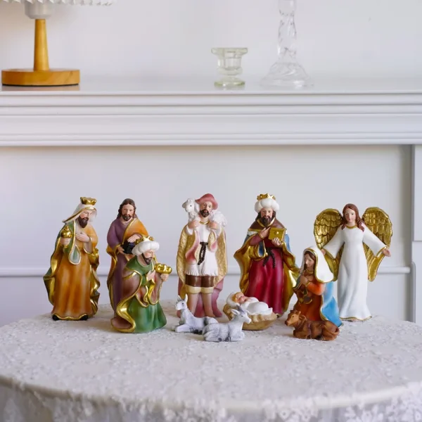 Mecrt Christmas Manger Group Decoration Soft Decoration Porch Home Window Decoration Resin Crafts