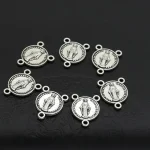 Mecrt Catholic Rosary Connector Accessory Retro Silver Three-Way Pendant Maria Style Religious Rosary Necklace Accessories - Image 6