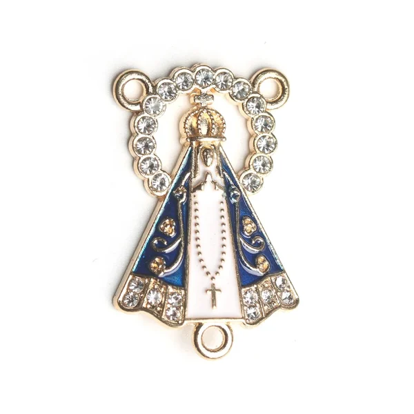 Wholesale Guadalupe Our Lady Guadalupe Rosary Bead Connector Single-Sided Gold Plated Oil Drop Jewelry Accessories Relig