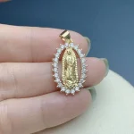 Our Lady of Guadalupe Virgin San Jude Pendants Plated Gold Rhinestone Charms for Jewelry Making Religion Necklace Bracelets - Image 3