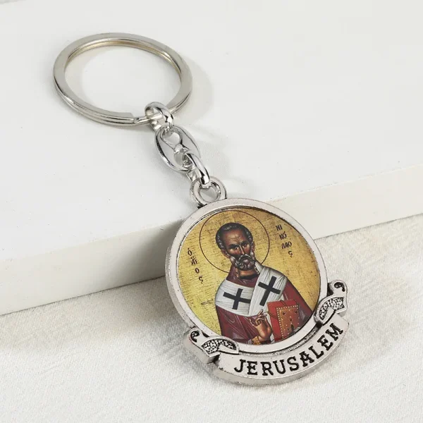 Hot Selling Catholic Zinc Alloy Keychain Gift Personalized Religious Virgin Sticker Pendant UV Lightweight Quality Metal