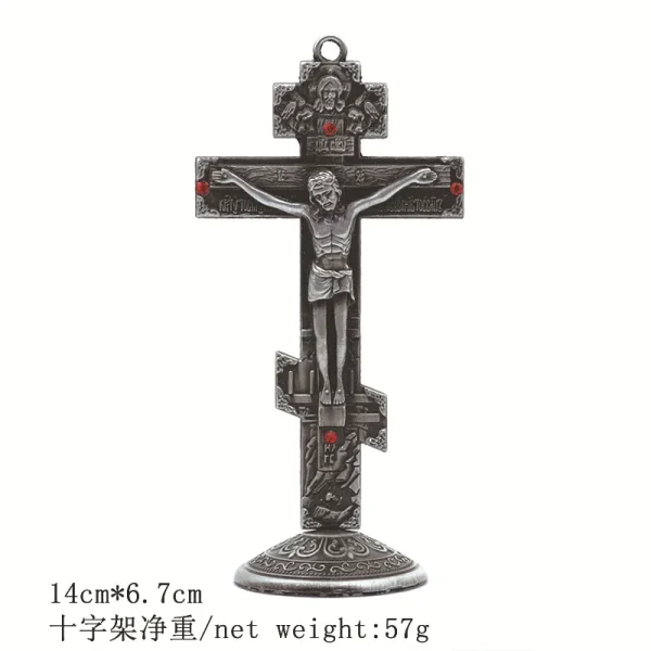 Mecrt Creative Gold-Plated Metal Crucifix Ornaments Catholic Cross Decorative Items for Home Office Christmas Elegant De